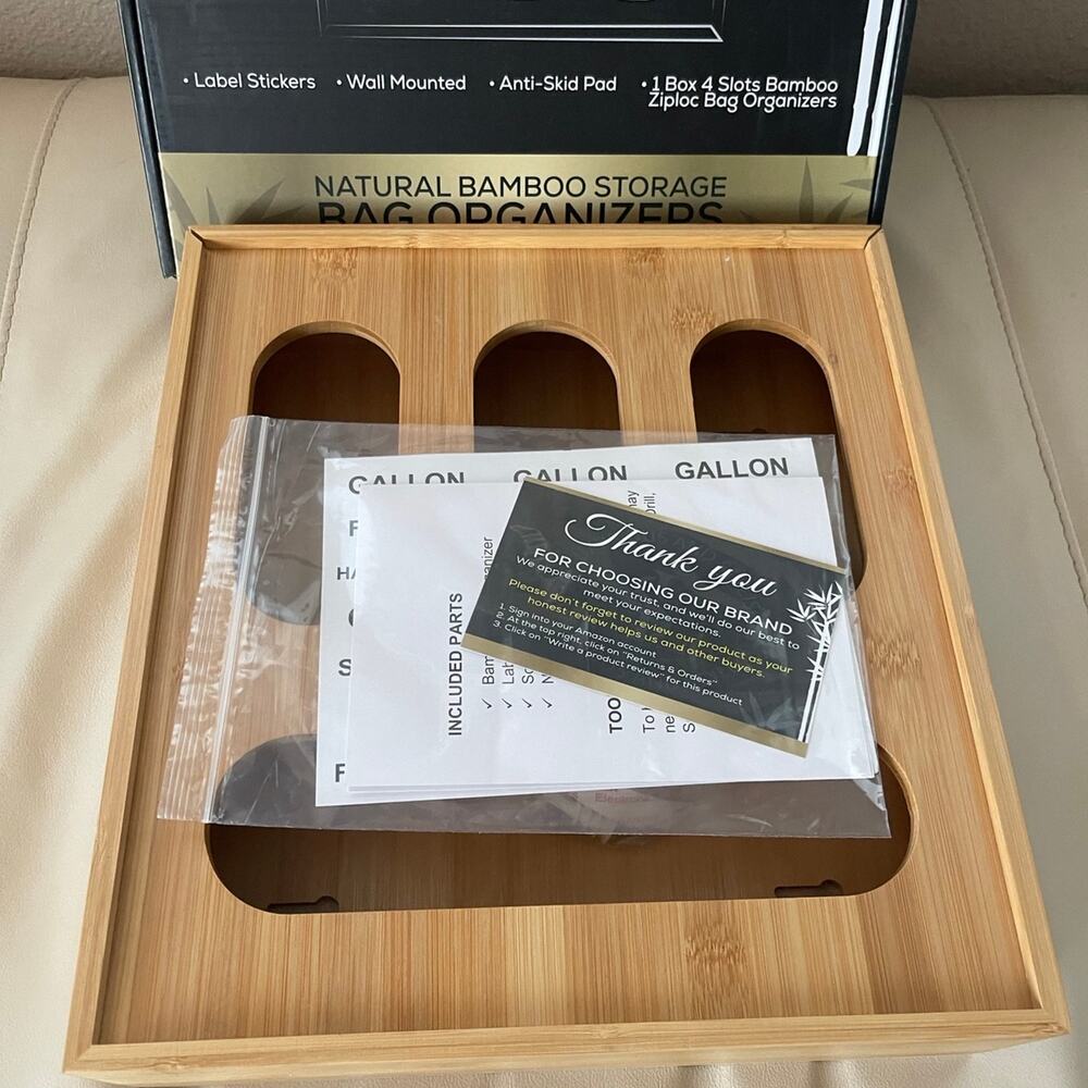 Bamboo ziplock bag organizer for kitchen drawer new - Picture 5 of 9